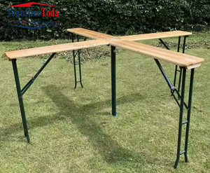 Mesa de Cerveza Plegable de Madera de 220 cm con Banco y Patas de Metal, Color Personalizado, Directo de Fábrica, para Parque o Picnic - Product Image 5