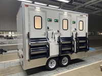 Remorque de toilettes portables à 3 postes en acier galvanisé écologique Etodevice pour hôtels, attractions touristiques et lieux publics