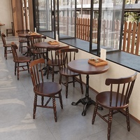 Ensemble table et chaises de restaurant en bois massif, design nordique moderne, 2 places, écologique et durable, pour café, pâtisserie, hôtel