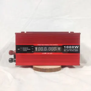 Inverter surya DC 12V ke AC 220V 1000w, gaya baru dengan tampilan LCD port USB