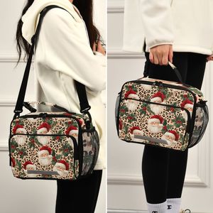 Sac à déjeuner isotherme de Noël motif léopard et Père Noël, sac isotherme avec fermeture éclair, sac de rangement alimentaire étanche pour le travail et les voyages - Product Image 5