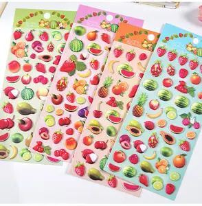 Cartoon stickers toys Fruit vegetable 3D puffy stickers Kids play set puffy foam reusable stickers