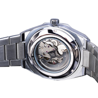 Montre automatique OEM argentée, cadran 3D ajouré, montres-bracelets pour hommes, verre saphir, montres lumineuses, Montre Homme