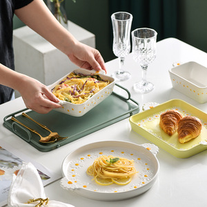 Jingsolhui — assiettes de cuisson en céramique, <span class=keywords><strong>pour</strong></span> faire des gâteaux à la maison, résistant à la chaleur, <span class=keywords><strong>pour</strong></span> <span class=keywords><strong>fromage</strong></span> avec poignée - Product Image 3