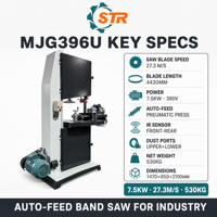 Scie à ruban verticale industrielle STR MJG396U à alimentation automatique pour la découpe du bois, machine à bois pour l'industrie