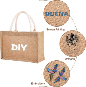 Venta al por mayor respetuoso con el medio ambiente de gran capacidad de alta calidad orgánico plegable yute playa bolsa de compras con logotipo de impresión personalizado - Product Image 3
