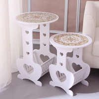 Table basse ronde en PVC de style européen moderne et minimaliste, table d'appoint en bois-plastique pour salon, chambre et extérieur
