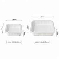 Conteneur alimentaire carré jetable en PP blanc 1000 ml 224x224x51 mm avec couvercle transparent, boîte à repas familiale, boîte à bento, boîte à repas pour fête, qualité alimentaire