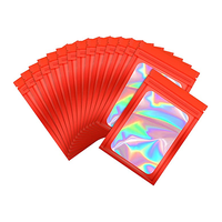 Sacs en Mylar pour bijoux et cils, couleur rose, lot de 100, étanche au odeur, sacs refermables, fermeture à glissière, pochette d'emballage holographique