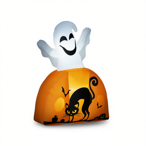 Decorazione Gonfiabile di Halloween a Forma di Fantasma e Zucca, Illuminata, in PVC, per Esterni e Celebrazioni Festive - Product Image 1