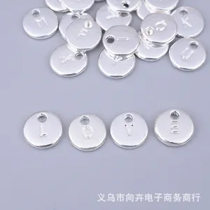 2022 nouveauté 10mm plaqué or Alphabet lettres pendentif double face estampillé initiales disque rond breloque bijoux accessoires - Product Image 6