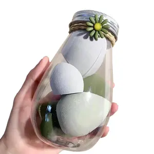 Taşınabilir seyahat toz puf PET şişe makyaj yumurta süper yumuşak şişe sünger pudra pufu