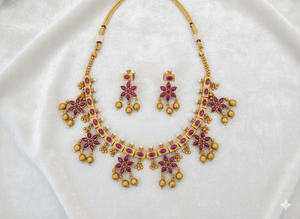 Elegant Antique Kemp Matte Gold Necklace <b>Choker</b> Style with Gold Clustered <b>Pearls</b> Ideal for Traditional and Designer Jewelry - Product Image 2