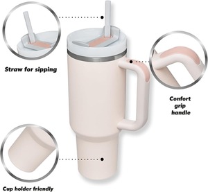 Vaso Térmico Grande de 40oz con Logotipo Personalizado, Doble Pared de Acero Inoxidable, para Camping, con Asa, Tapa y Pajita, para Coche - Product Image 5