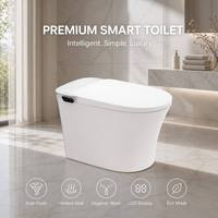 Toilette intelligente moderne avec bidet électrique sans réservoir, chasse d'eau silencieuse, télécommande, siège chauffant et siphon en S