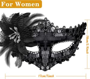 DAMAI Black Sequins Couple Venetian Masks Halloween Costume Mask for Women Men Party Decorations Mardi Gras Masquerade Masks - Product Image 3