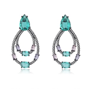 Exquisite Jewelry Eco-friendly Copper <b>Black</b> Gold Plated Color Zircon Water Drop Shape <b>Dangle</b> <b>Earrings</b> Big Fashion Women Elegant - Product Image 1
