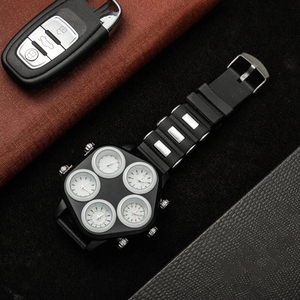 Reloj de cuarzo de diseño original para hombre con correa de caucho, cronógrafo multifunción de cinco esferas. - Product Image 1