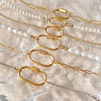 Chaînes à pendentif ovales géométriques EMANCO pour femmes, breloques DIY en acier inoxydable, bijoux, expédition en 48 heures, dropshipping, vente en gros