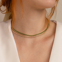 Chaîne tennis Emanco de haute qualité en acier inoxydable plaqué or et argent avec zircone cubique pour femme