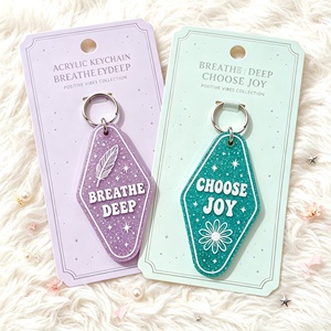 Portachiavi Motel Pubblicitari con Affermazioni Positive, in Plastica Acrilica Glitterata, Personalizzabili con Scritta 'Believe in Yourself', Portachiavi per Hotel - Product Image 3