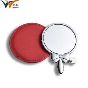 กระจกพกพาขนาดเล็กแบบกำหนดเองได้ ผลิตจากโลหะผสมสังกะสี พร้อมซองหนัง PU สำหรับใส่ในกระเป๋า - Product Image 3