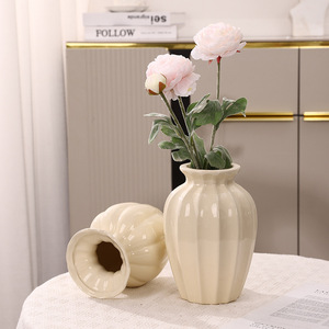 Juego de Jarrones de Cerámica Mystic Arts, Color Blanco Lechoso, Estilo Moderno Minimalista, Decoración para el Hogar, Decoración de Mesa de Sala de Estar, Flores Secas - Product Image 4