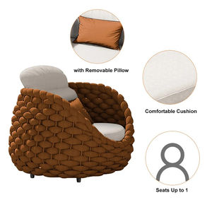 Cadre en aluminium rotin en osier nordique populaire résistant aux intempéries cour terrasse loisirs patio canapé chaise ensemble - Product Image 6