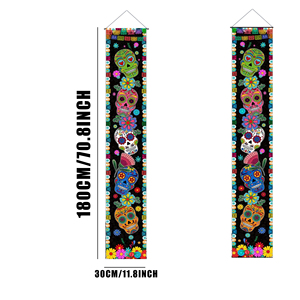 Cortina Decorativa para Puerta del Día de Muertos Mexicano, 30*180cm, Pancartas Festivas para Decoración del Hogar - Product Image 2