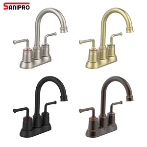 SANIPRO America Sink Water Tap ORB 4 Inch Double Handle Hot Cold Mixer Basin Taps Bathroom Lavatory Faucet