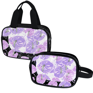 Bolsa de Almacenamiento Personalizada, Juego de 2 Piezas, Diseño de Anturio y Flamenco, Bolsa de Maquillaje Transparente Impermeable de PVC para Mujer - Product Image 4