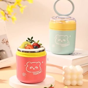 <strong>Breakfast</strong> Cup 304 Stainless Steel Plastic Custom Warm Food <strong>Container</strong> With Spoon Insulated Kids Soup Cup - Product Image 3