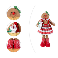 Poupée Fille en Pain d'Épices Rouge et Blanche de 29 Pouces Réglable avec Sac à Bonbons, Décoration de Sol de Noël pour Magasin de Bonbons, Fête, Vitrine