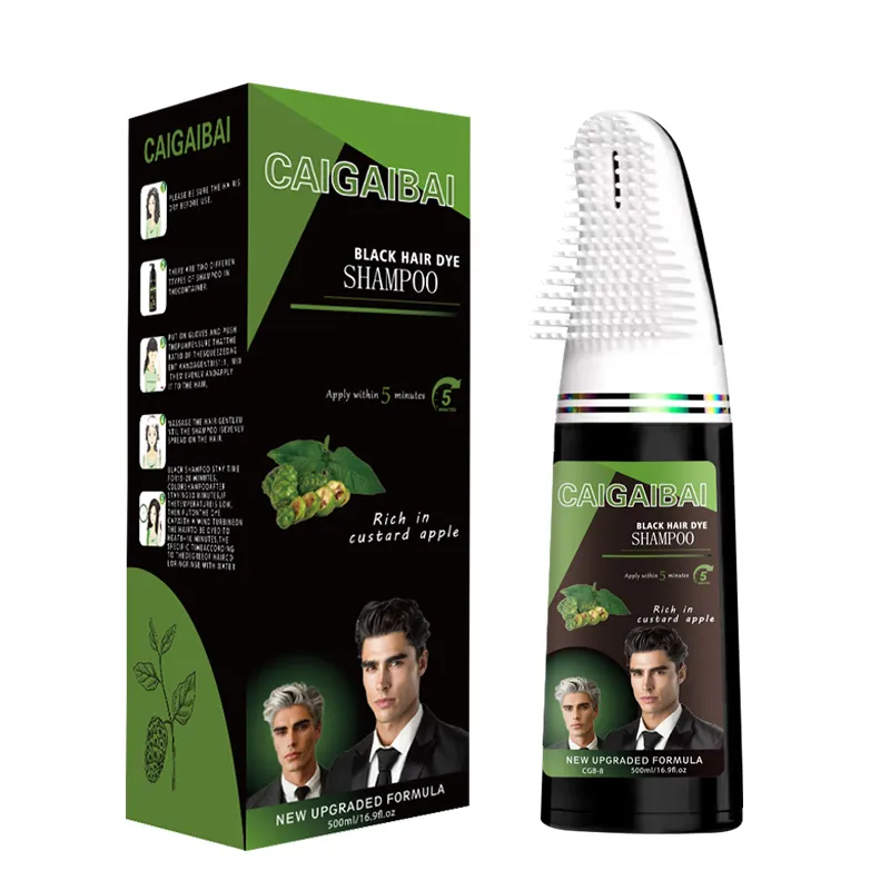 Patente de fábrica Oem Best 3 en 1 Organic Instant Natural Black Mulberry Permanent Protect Hair Color Dye Shampoo con peine