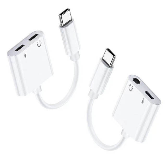 DAC Digital 2 in 1 Charger Adapter 60w Fast Charging USB c to 3.5mm Audio and Type c Charging Port Audio Adapter for Headphone