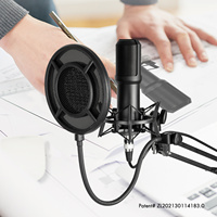 Microphone à condensateur USB filaire avec bras articulé réglable, directivité cardioïde, plage de fréquences 20Hz-20kHz, pour studio et réduction du bruit