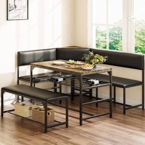 Ensemble de table de petit-déjeuner pour <span class=keywords><strong>cuisine</strong></span> avec sièges rembourrés, ensemble de table à manger d'angle pour 4 à 6 personnes, ensembles de salle à manger, ODM/OEM disponible - Product Image 1