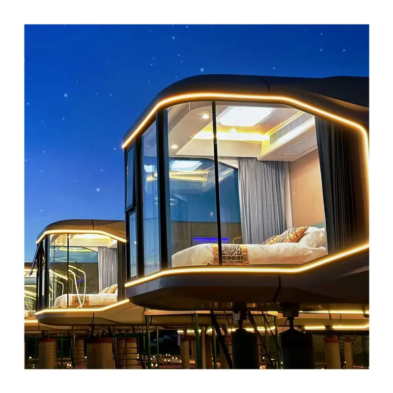 High End Life Living Mobile Container Hotel / Prefabricated Futuristic Capsule House For Touring Car/Prefab house