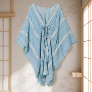 Kimono Largo Bordado para Mujer con Cierre de Cordón, 100% Algodón - Product Image 3