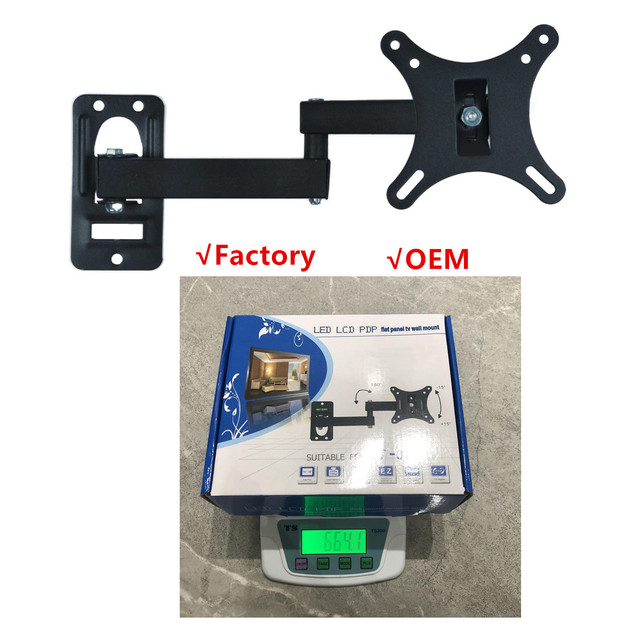 Manufacture TV Monitor Mount Wall Vesa 14'' Swivel TV Holder Wall 32 Inch Wall Bracket for TV