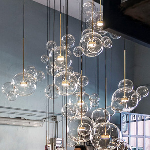 Moderne Foyer <span class=keywords><strong>maison</strong></span> boules <span class=keywords><strong>de</strong></span> verre cristal lustre bureau luminaire suspendu pour restaurant en métal Doré <span class=keywords><strong>de</strong></span> style vintage - Product Image 3