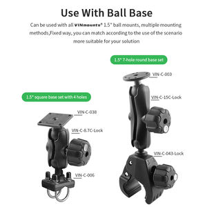 VINmounts Base montage bras double douille 9,5 cm, verrouillage sécurité, adaptée à rotule 1,5 pouces VIN-C-9C-lock - Product Image 4