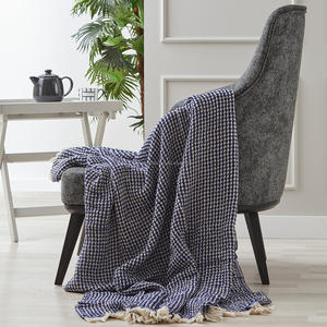 Deep <b>Waffle</b> Turkish <b>Throw</b>, 100% Cotton 51x67 Inches 130x170cm - Navy Blue Wholesale Luxury Solid for Winter High Quality - Product Image 3