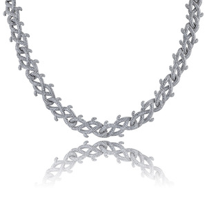 Gioielli in Ottone e Zirconia con Effetto Ghiaccio per <span class=keywords><strong>Uomo</strong></span>, Accessorio Trendy, Collana con Catena Intrecciata Stile Hip Hop Europeo e Americano - Product Image 3