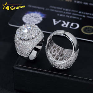 Vergoldeter Herren <span class=keywords><strong>ring</strong></span> Feiner Schmuck Schneller Versand GRA Moissan ite Herren <span class=keywords><strong>ring</strong></span> 925 Silber Iced Out Hip Hop Ringe - Product Image 4
