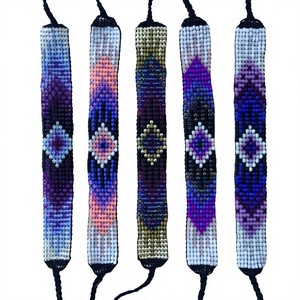 Bracelet perlé fait à la main, forme rectangulaire, motif multicolore, perles en pierre pour la fabrication de bracelets, pour femmes et filles - Product Image 1