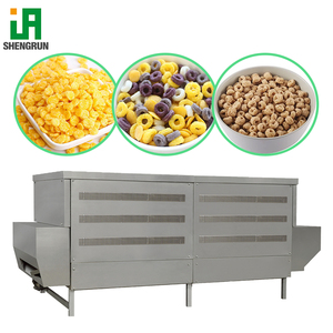 เครื่องทำซีเรียลอาหารเช้าอัตโนมัติ SHENGRUN สำหรับคอร์นเฟลกส์ แป้ง และผลิตภัณฑ์อื่นๆ พร้อมเครื่องอัดรีดแบบสกรูคู่ และเครื่องฆ่าเชื้อในอาหาร กำลังการผลิต 100-500 กก./ชม. - Product Image 2