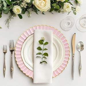 Sottopiatto in Plastica con Bordo Smerlato 13\" <span class=keywords><strong>Oro</strong></span>, <span class=keywords><strong>Sottopiatti</strong></span> Rosa per Matrimoni, Sottopiatto Dorato per Decorazione Tavola - Product Image 3