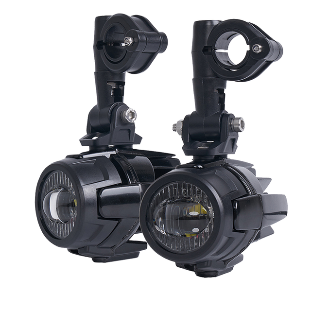 LED Universal Motorcycle Front Fog Light Auxiliary Driving Lamp Assembly with Guards Relay Wire Cable Kit