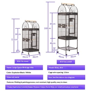 Cage à perroquets moderne et simple modèle B16 L-Large, en acier, avec étagère <span class=keywords><strong>de</strong></span> rangement et plateau coulissant, directement <span class=keywords><strong>de</strong></span> l'usine - Product Image 5